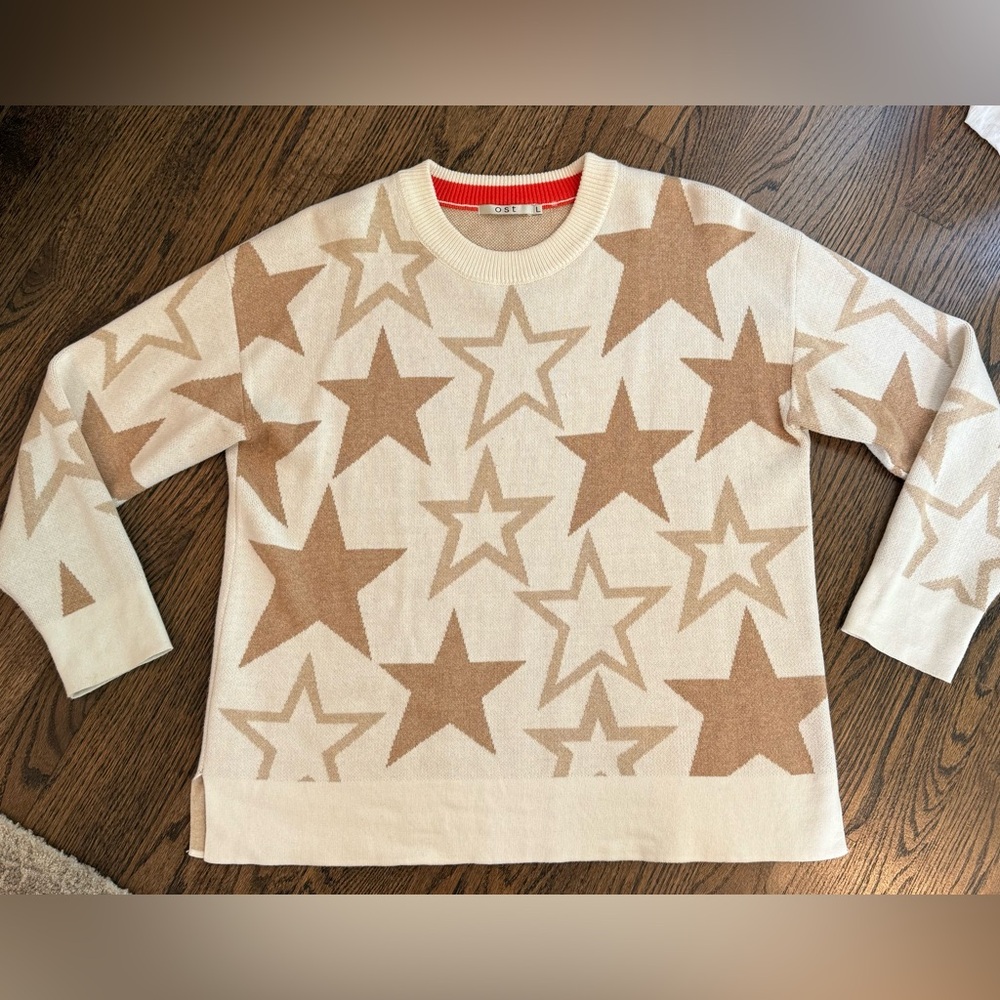 Ost Cashmere Cream Brown Star Perfect Moment Sweater L